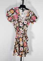 Forever 21 Floral Print Mini Wrap Dress – Multicolored – SZ S