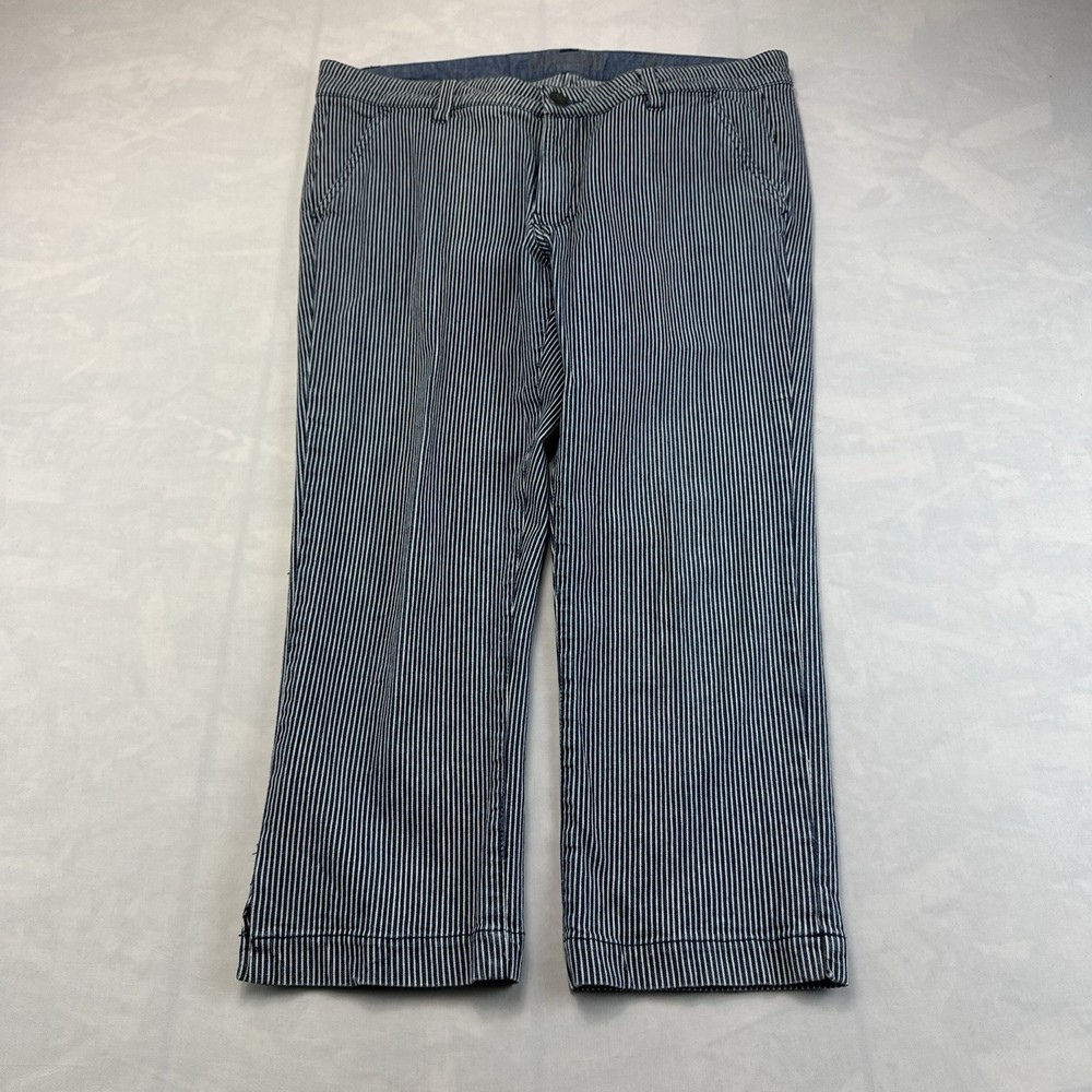 Purnell Striped Wide Leg Jeans Women’s Size 31 Blue White Railroad Denim