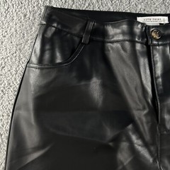 12th Tribe Womens Pants Black Size XL High Rise Wide Leg Faux Leather Cotton