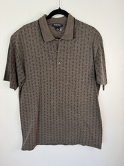 Murano Italia 100% Mercerized Cotton Polo Shirt Mens Large Brown Textured Italy