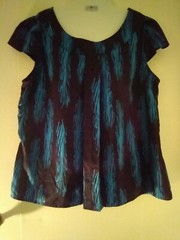 WORTHINGTON Short Sleeve Blouse Boatneck Collard Two Bk/Button XL