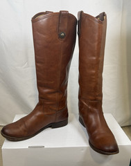 Frye Melissa Button Tall Riding Boots Cognac Extended Calf Size 7B