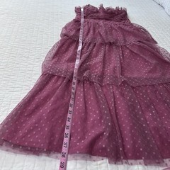 Lulu’s Sweetheart Style Mauve Polka Dot Bustier Tiered Midi Dress Size S