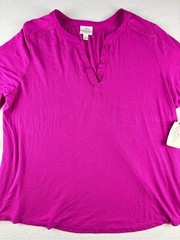 St. John’s Bay Fuchsia Split V-Neck Henley Tunic