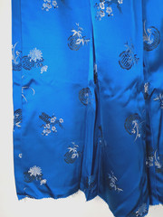 Vintage Unfinished Maxi Skirt Asian Silk Fabric from Hong Kong Blue Floral