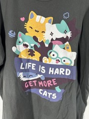 For Fans By Fans Shirt Mens 2XL Black Life Is Hard Get More Cats Tee Graphic