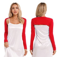 US Womens Long Sleeve Bolero Shrug Open Front Arm Sleeve Cropped Cardigan Shawls