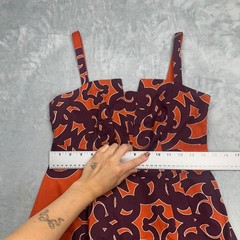 Merona Womens Orange Purple Medallion Scroll Print A-Line Midi Dress Size 2