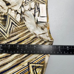 Chicos Women Brown Geometric Abstract Print 3/4 Sleeve Blouse Top Size 2 Large