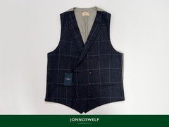 Hackett Mayfair Double Breasted Waistcoat Blue PoW Check BNWT RRP £275 Size 40″