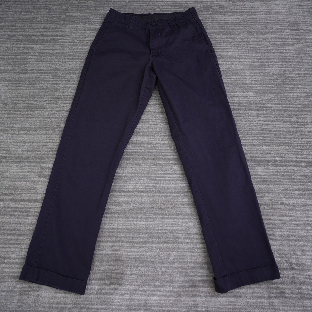 Lands’ End Men Traditional Fit Chino Pants Navy Blue Cuffed Twill 31×31 30×30.75