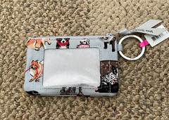 Vera Bradley Zip ID Case Dog Show Print Key Chain Ring Pattern Varies from Pic