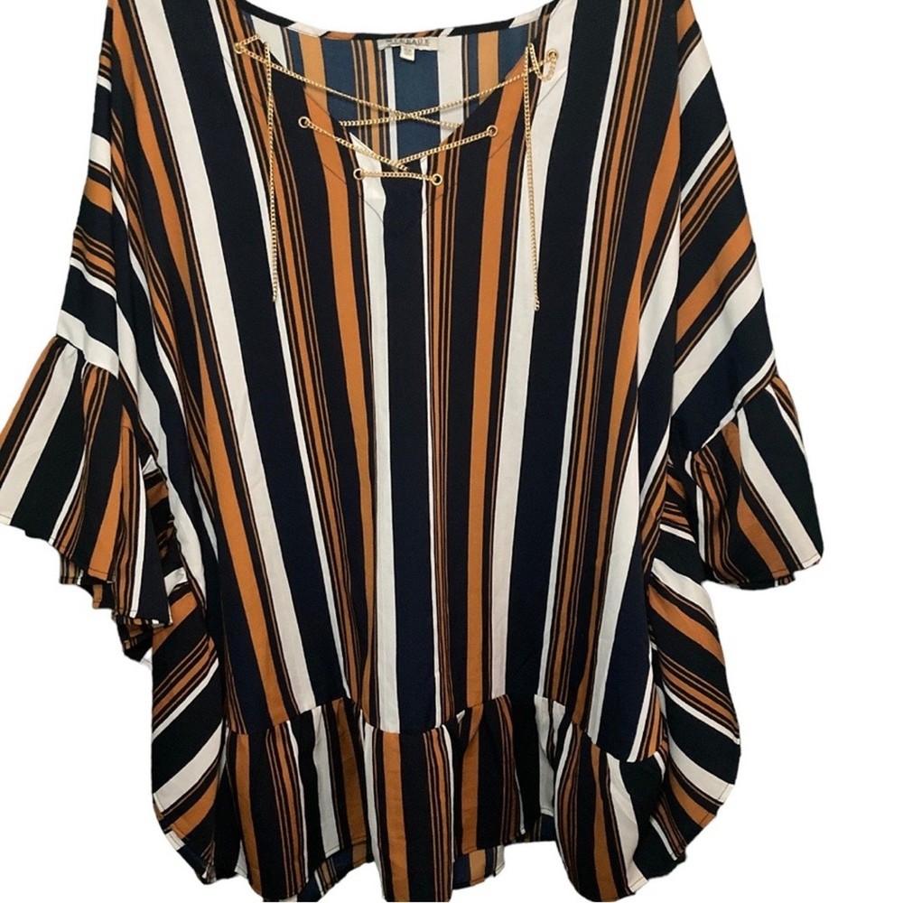 Striped Mileage Blouse With Chain Detail