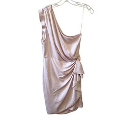 AllSaints One Shoulder Draped Cocktail Blush Pink Ruched Mini Dress Size M