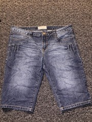 Baby Phat Fashion Silver Label, Blue Denim Capris, Stretch Pockets, 13/L