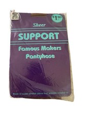 Famous Makers Vintage Sheer Support Pantyhose Suntan Med/Tall 130-160 lbs NEW