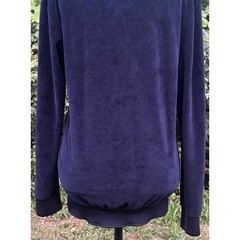 Zara Man Velour NOIR Sweatshirt Navy Blue Crewneck Pullover Size S