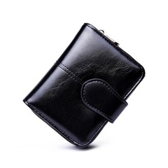 Women’s Small Bifold PU Leather Wallet with Zipper Coin Pocket Card Holder Purse