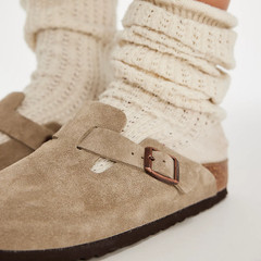 Men’s Birkenstock Boston Soft Footbed Wide Suede Clog – Taupe