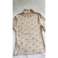 Y2K Levis Womens Tan All Over Logo Print Mock Neck Capsule Long Sleeve Top L