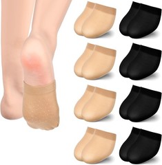 8 Pairs Toe Topper Socks for Mules No Show Half Toe Covers Non Slip Liner Socks