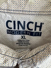 Cinch XL Modern Fit Western Pearl Snap Shirt Cream Tan Microprint Rodeo Cowboy