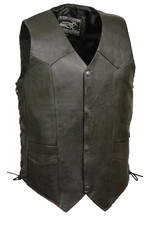 MEN’S RIDERS CLASSIC PLAIN BIKER VEST Police Vest WITH SNAP BUTTONS SIDE LACE SL