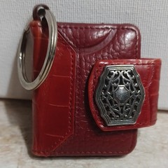 Brighton Red Crocodile Pattern Leather Photo Holder Keyring Heart Window
