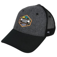 Jeep Through The Mountains Wool Blend Mesh Back Cap- Charcoal Grey/Black