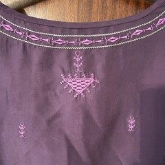 Sigrid Olsen Signature Size M Aubergine 100% Silk Embroidered Long Sleeve Top