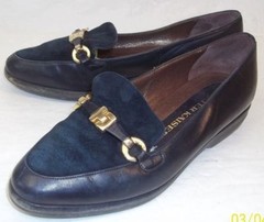 Peter Kaiser Womens US 5.5 M Black Leather Suede Slip On Casual Work Shoes