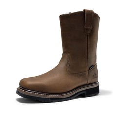 Men Steel Toe Boots Waterproof Leather Pull On Farm Work Boots Wellington Boots