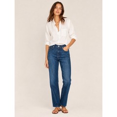 LOFT Womens High Waist Straight Jeans Size 8 29 Dark Wash Classic Denim Stretch