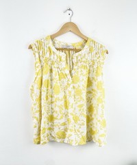 Ann Taylor Loft XL Yellow White Floral Sleeveless Blouse Top Women’s XL