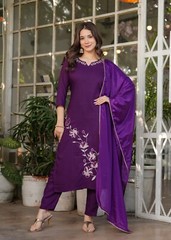 Women’ s Viscose Rayon Embroidery Kurta with Pant & Dupatta