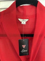 Y2K Retro Red GUESS Women’s Blouse Size M NWT Street style Chic Lux sheer