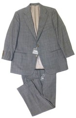 Indochino Suit 44S W37 L25 Cashmere Plaid New Gray Blue NWT