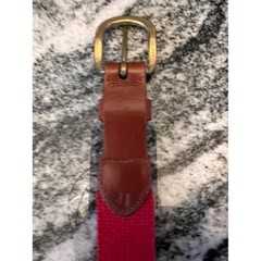 Leather Man Ltd Soccer Motif Belt Mens 30 Navy Blue Surcingle Brass Preppy USA