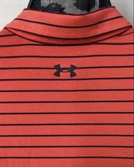 Under Armour Mens Red Black Striped The Playoff Short Sleeve Polo Shirt Size L