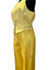 Vintage – JH Collectibles – Yellow Gingham – Vest & Pants Set – SZ S