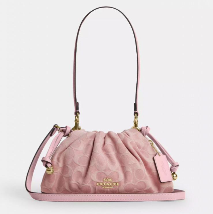 COACH Faye Shoulder Bag Signature Denim Light Pink CER68 IMNH1 Auth New
