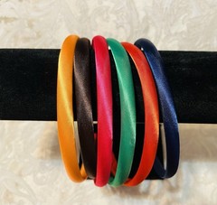 Orange Brown Pink Green Red Navy Satin Headband Fashion Hair Accessory Set Of 6