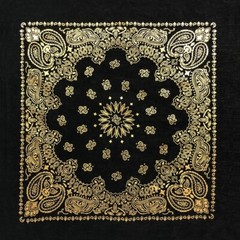 Carolina Creative Bandanna (Black/Gold) Metallic Paisley 22″ x 22″ Hav-A-Hank