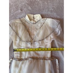 Helen Joy 1970s Sequin Lace Wedding Dress with Detachable Belt