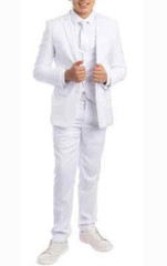 Boy’s Jean Yves White Tuxedo Jacket One Button Modern Fitted Slim Fit- Easter