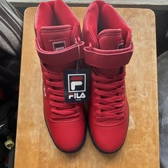 FILA Men’s Red/Black Solid Mid Top Lace-Up Athletic Sneaker Rubber Outsole