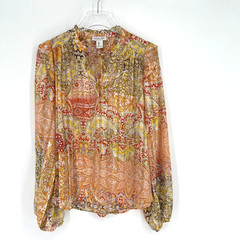 Rachel Zoe Top Womens L Floral Boho Paisley Peasant Ruffle Maximalist Colorful