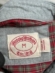 Brooks Brothers Shirt Mens Medium Red Gray Cottton Button Up Flannel