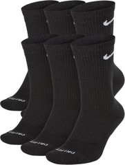 Nike Everyday Plus Cushion Drifit UNISEX Crew Socks, Size LARGE – Black – 6 Pair