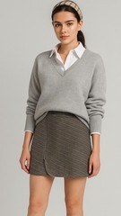 Purnell Work Wear Mini Skirt Women’s 6 /28 Woolies Wrapper Delight Zip Brown